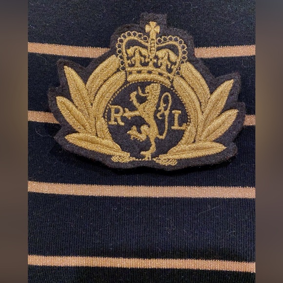 Ralph Lauren green label black with gold metallic stripes tee shirt - Picture 7 of 7